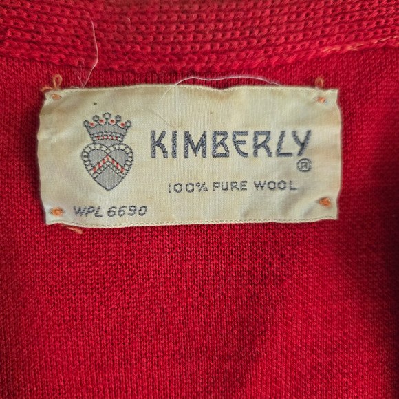 50s Vintage Red Open Front Double Breasted Blazer Pencil Skirt Wool Set Size 2 - Picture 5 of 16